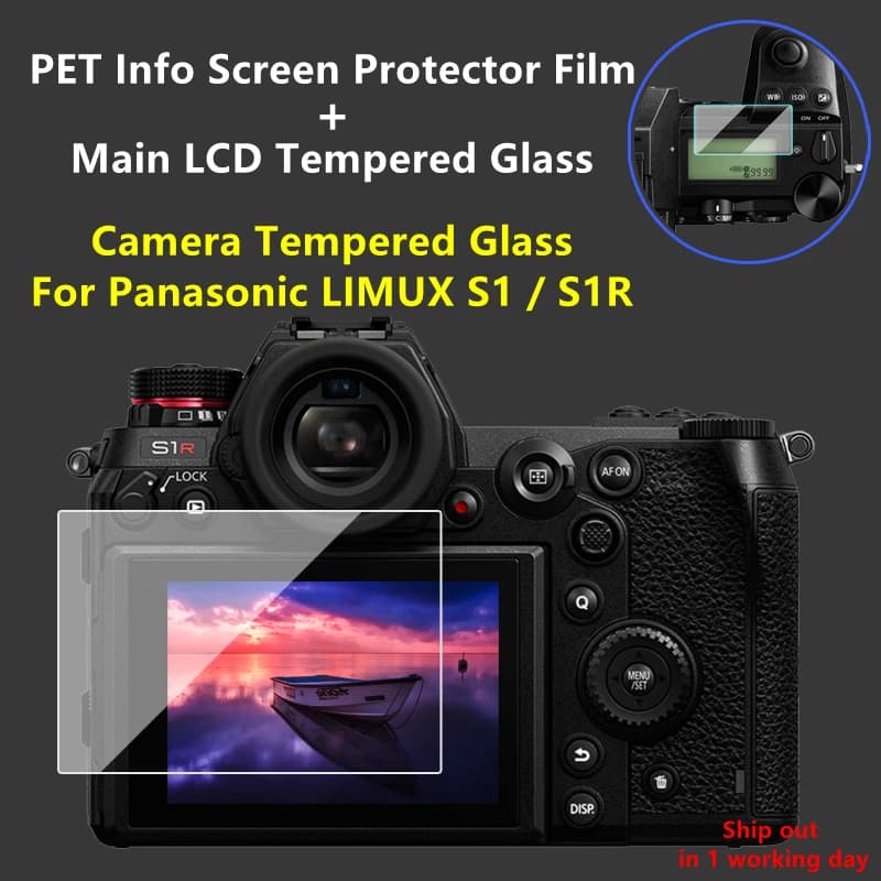 Per Panasonic LUMIX S1 / S1R Fotocamera protettiva in vetro autoadesivo Display LCD principale + pellicola protettiva per schermo