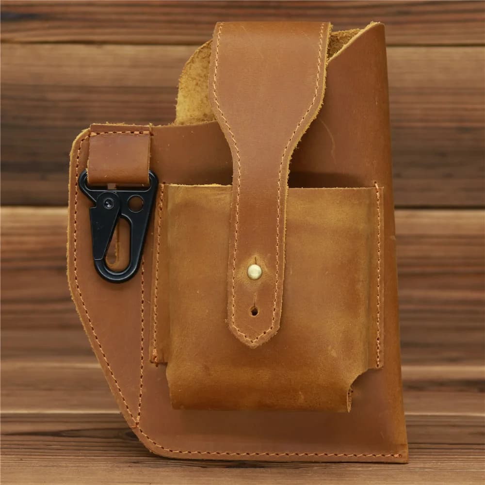 Marsupio da uomo in vera pelle marsupio cintura da uomo marsupio per uomo 6-7.5 pollici custodia per accendisigari per cellulare custodia per esterno