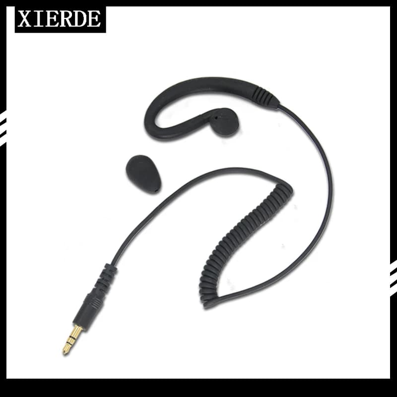 XIERDE 3.5 millimetri singolo auricolare gancio per l'orecchio, collegare walkie talkie microfono singolo ascolto auricolare con spirale citofono auricolare