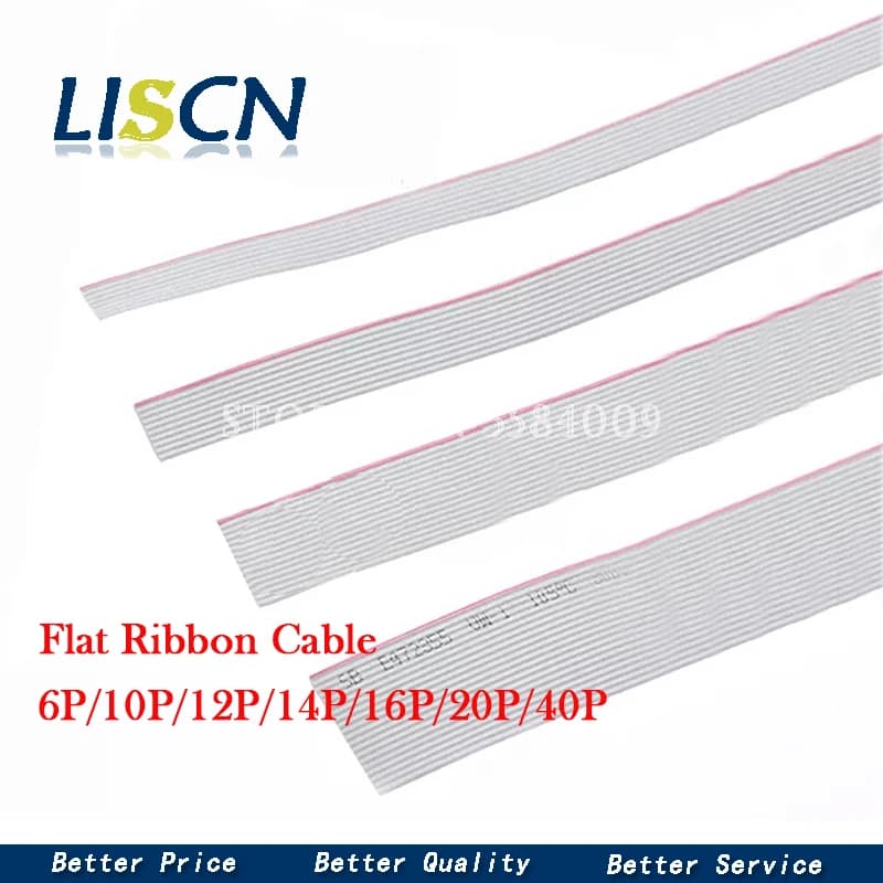 2 metro 6P/10P/12P/14P/16P/20P/40P 1.27 millimetri PASSO Grigio Cavo Piatto 6/8/10/16/20/40 Pin 28AWG FILO per IDC FC Connettore da 2.54MM