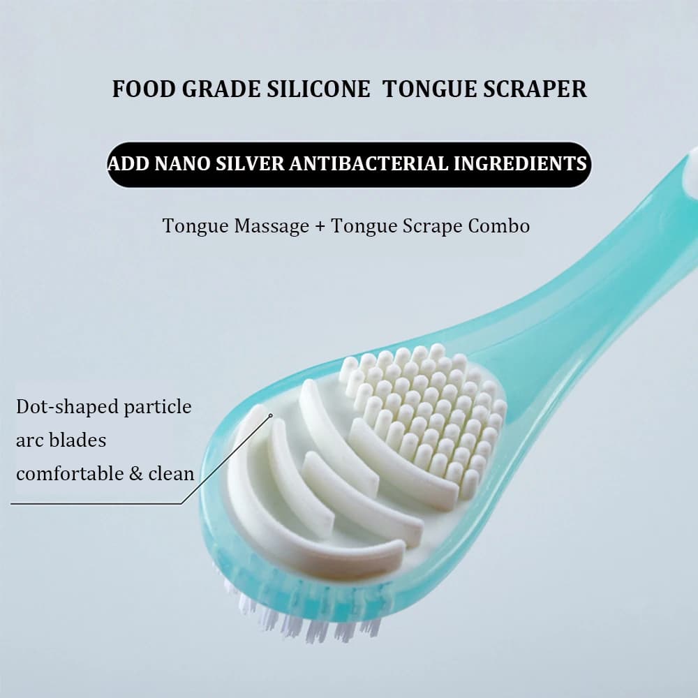 2021 nuova spazzola per la pulizia della lingua a doppio lato per la pulizia della lingua strumento per la cura orale raschietto per lingua in Silicone spazzolino da denti alito fresco