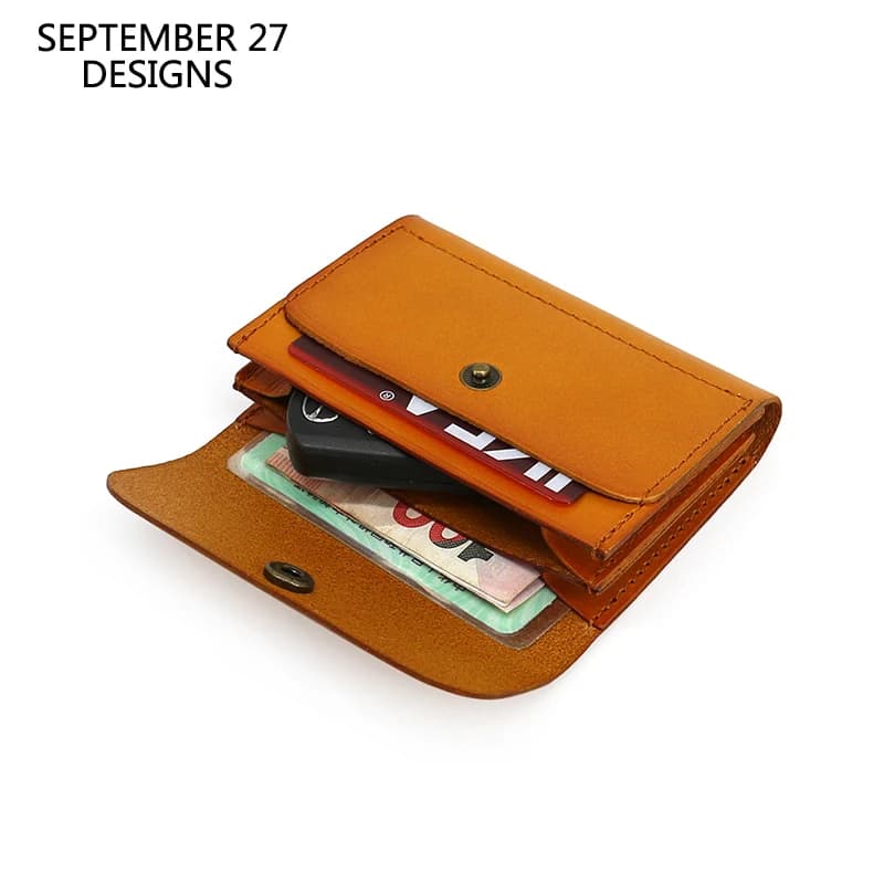 Mini marsupio da uomo in vera pelle di lusso fatto a mano Vintage ID License portafoglio per carte di credito Wear Belt portamonete custodia in pelle bovina