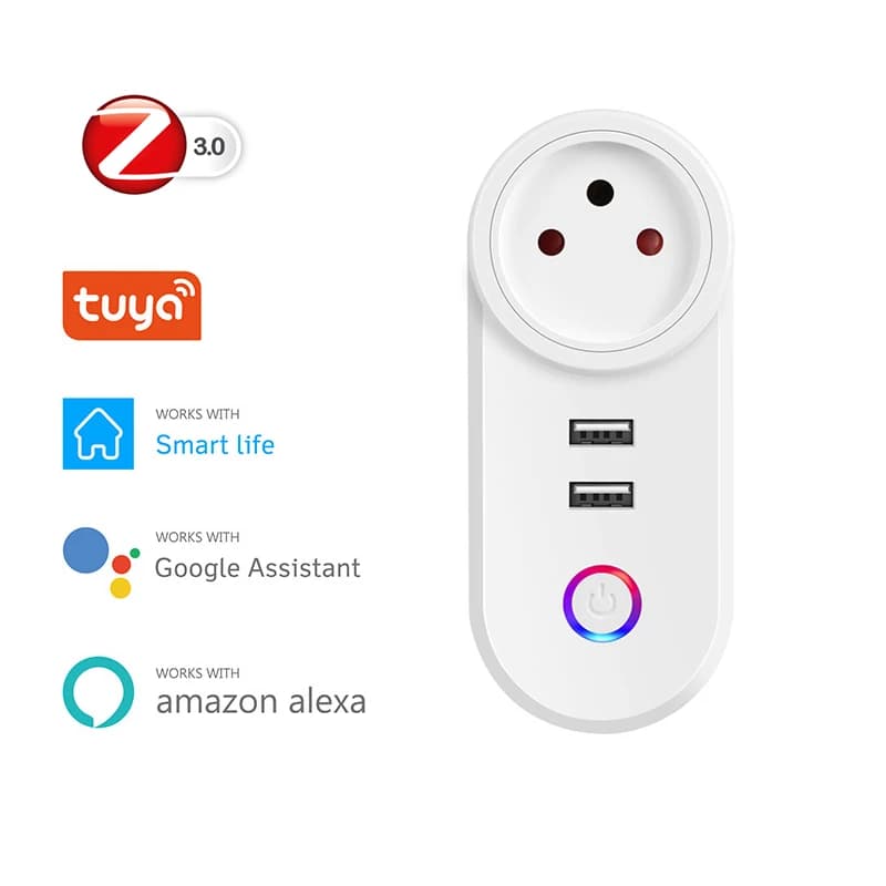 Tuya Smart Life Zigbee israele Plug APP control Wireless Tuya Zigbee 3.0 IL Socket Alexa Echo Voice Control double charge USB
