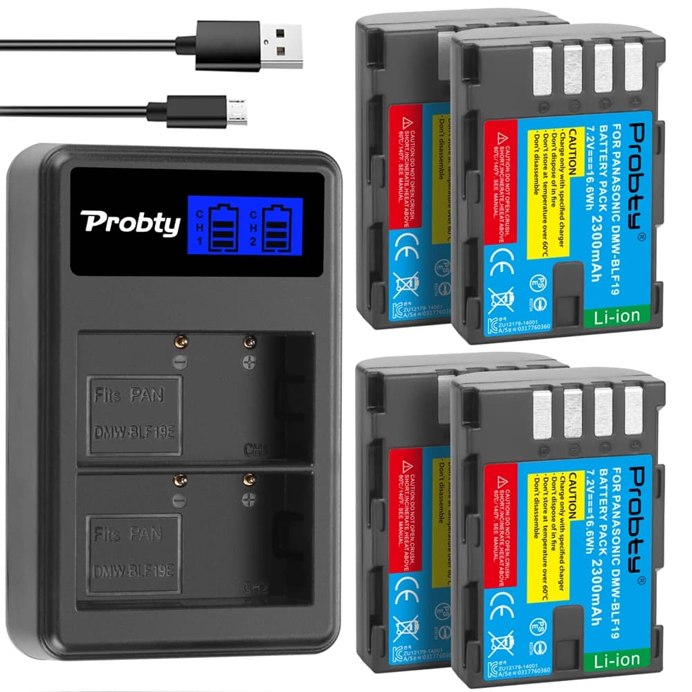 2300mAh DMW-BLF19E DMW-BLF19 Batteria per fotocamera DMW BLF19 BLF19 BLF19E + LCD Caricatore doppio USB per Panasonic Lumix GH3 GH4 GH5