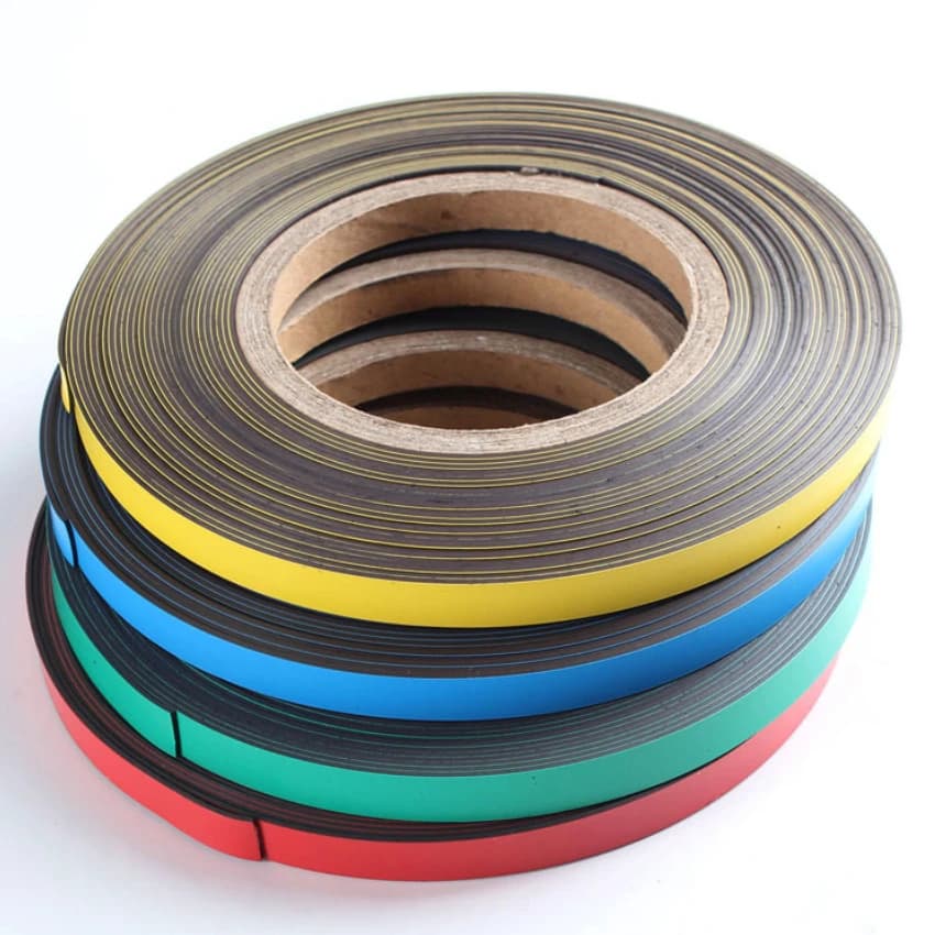 6 pezzi striscia magnetica 1000mm * 10mm * 1mm etichetta magnetica flessibile magneti frigo etichette supporto applicazione domestica 6 colori misti per confezione