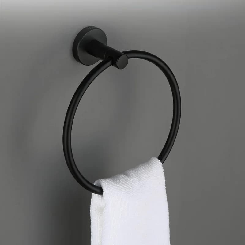 Portasciugamani singolo a parete Portasciugamani Portasciugamani con finitura nera opaca Accessori hardware per il bagno in acciaio inossidabile antiruggine
