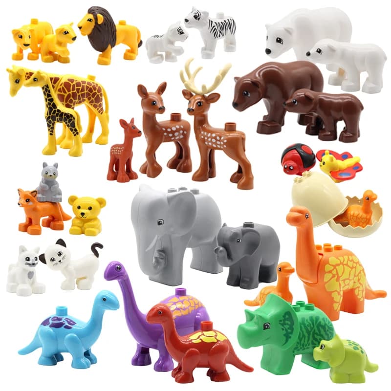 Serie di animali dello zoo Set blocchi di costruzione di grandi dimensioni assemblare accessori uccelli carini bestie elefante tigre mattoni giocattoli educativi per bambini