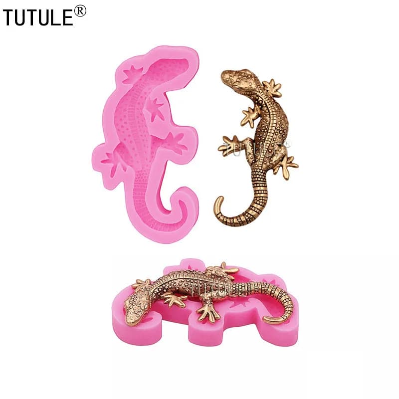 Lucertola Flessibile Del Silicone Della Muffa Uso con Resina, Utilizzare con Resina, Ai Polimeri di Argille, 3D lucertola geco disegno di figura di categoria alimentare del silicone della muffa