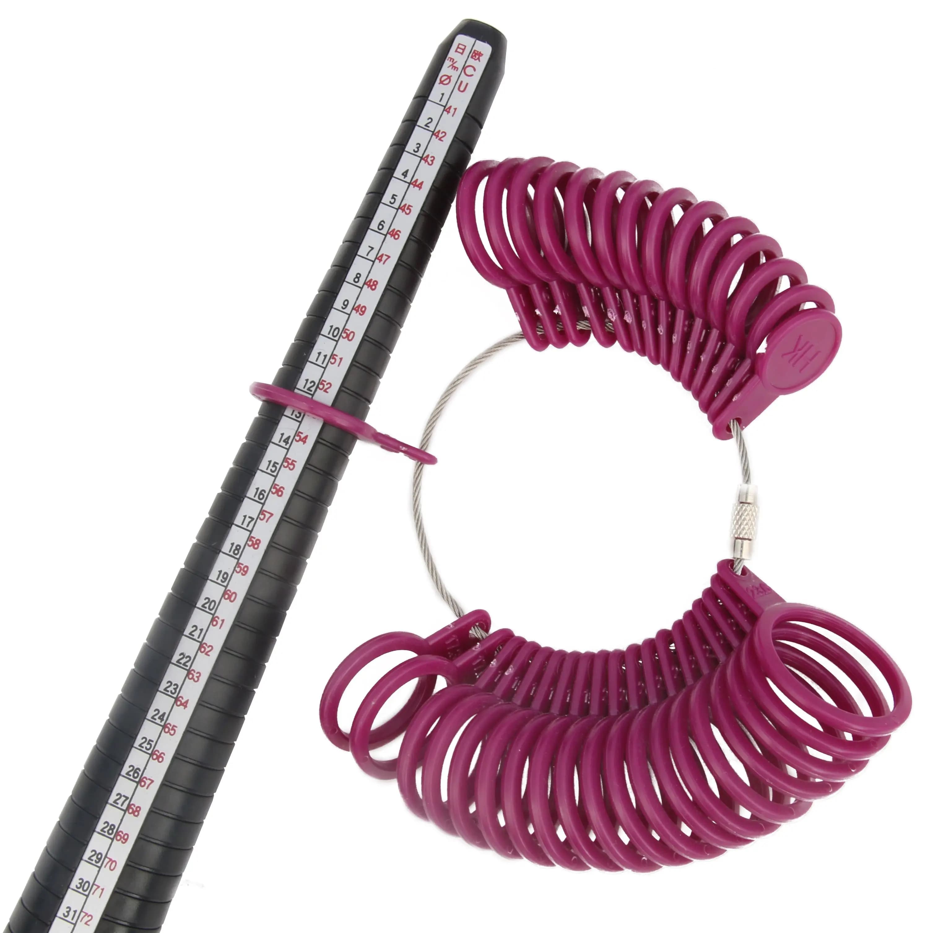 Professionale Misuratore di dimensioni dell'anello Mandrino Calibro per dito Strumenti di misurazione in plastica per gioielli Set di strumenti per gioielli con mandrino ad anello