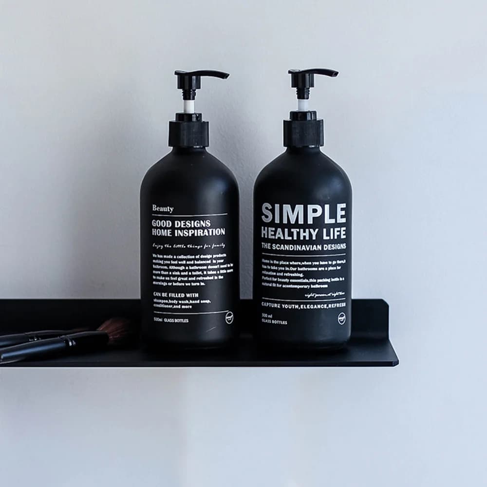 Bottiglia di shampoo in vetro nero satinato, dispenser di sapone da bagno, disinfettante per le mani balsamo per capelli, sostituzione della bottiglia secondaria, 250 ml, 500 ml
