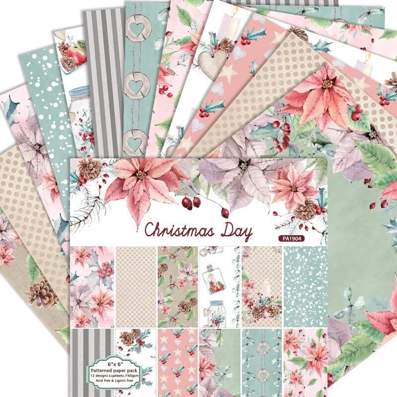 12 Sheets christmas day Scrapbooking Pads Paper Origami Art Background Paper Card Making DIY Scrapbook Paper Craft C1025