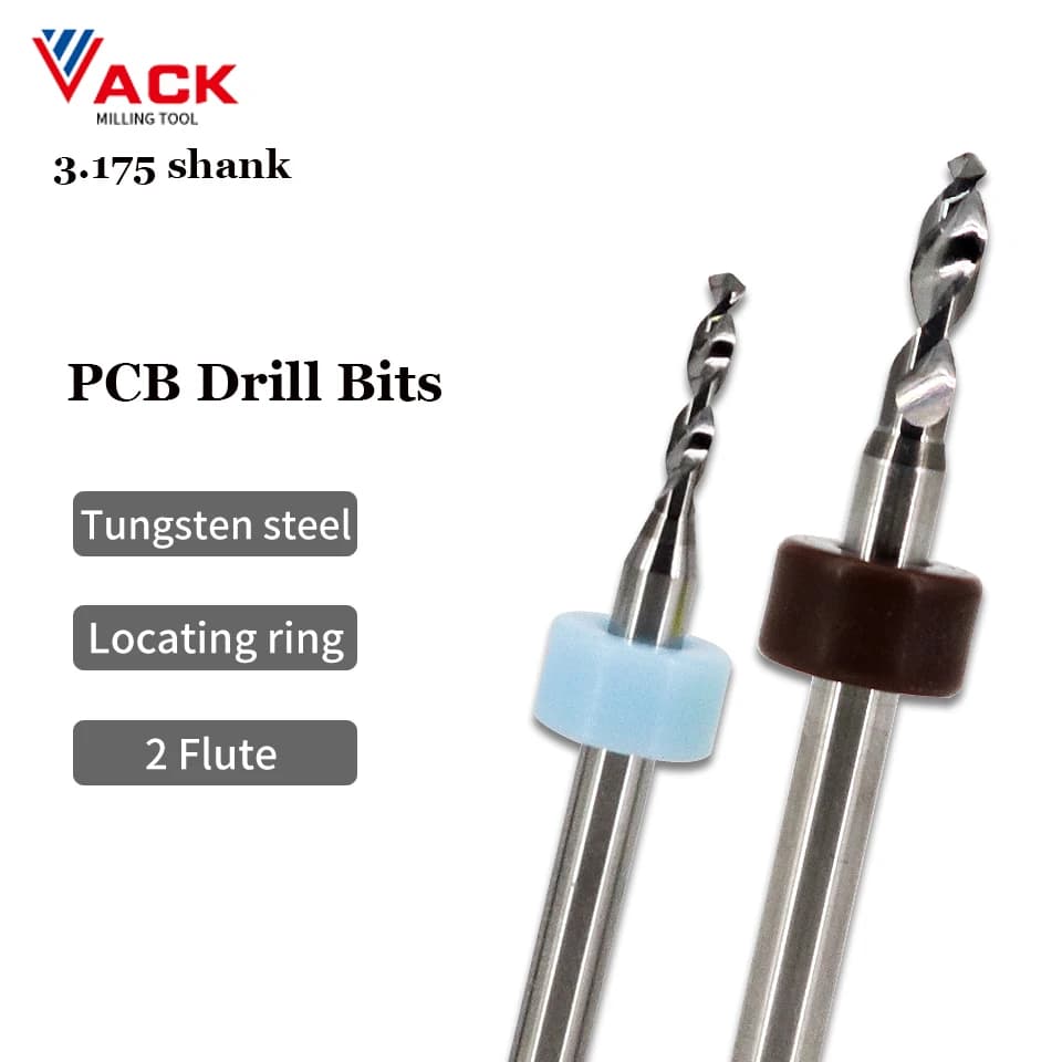 VACK 10Pcs 3.175mm hard metal Micro PCB drill bit set for engraving on printed circuit 0.1-5.0mm Mini CNC drill bits
