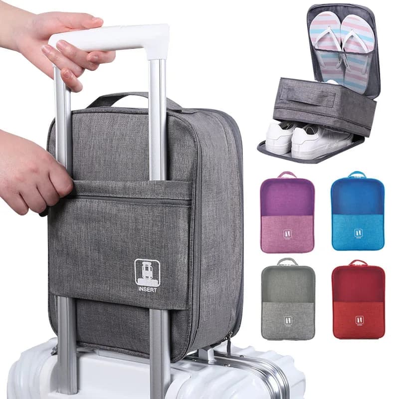 2023 Borsa per scarpe portatile grigia nera per viaggi Organizzatore di stoccaggio impermeabile Organizzatori di valigie di moda Borsa per scarpe da viaggio