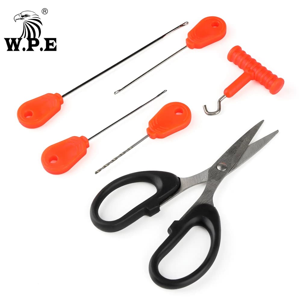 WPE Pesca Alla Carpa 1 Set/6 pz In Acciaio Boilie Ago Set di Forbici Esca Trapano Stringer Ago Strumento di Pesca Alla Carpa Accessori