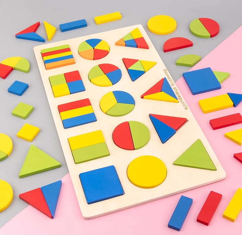 Montessori per bambini che insegna il punteggio di Puzzle del bordo di forma geometrica che abbina i giocattoli educativi di apprendimento precoce