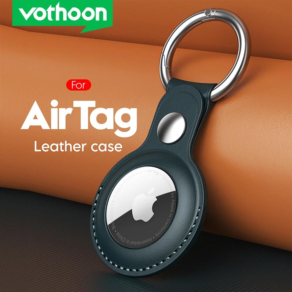 Vothoon Leather Case for Apple Airtag Protective Case for Apple Locator Tracker Keychain Anti Loss Device