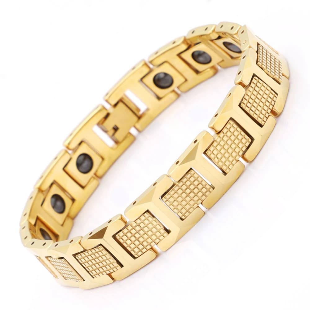 12mm Punk Color oro germanio pietra magnete braccialetto salute uomo donna Hiphop nero in acciaio inox bici braccialetto magnetico gioielli