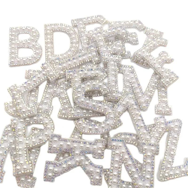 Set di 26 Patch con Lettere dell'Alfabeto Inglese A-Z in Perle e Strass, Applicazioni 3D Fatte a Mano per Borse e Jeans