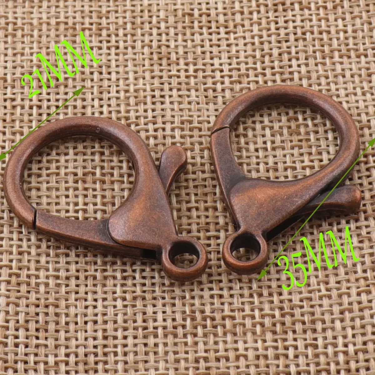 10 pezzi fermagli per aragosta 35x21mm moschettone in rame a scatto, fermagli per pappagalli borsa gancio per cinturino borsa a scatto gancio per borsa