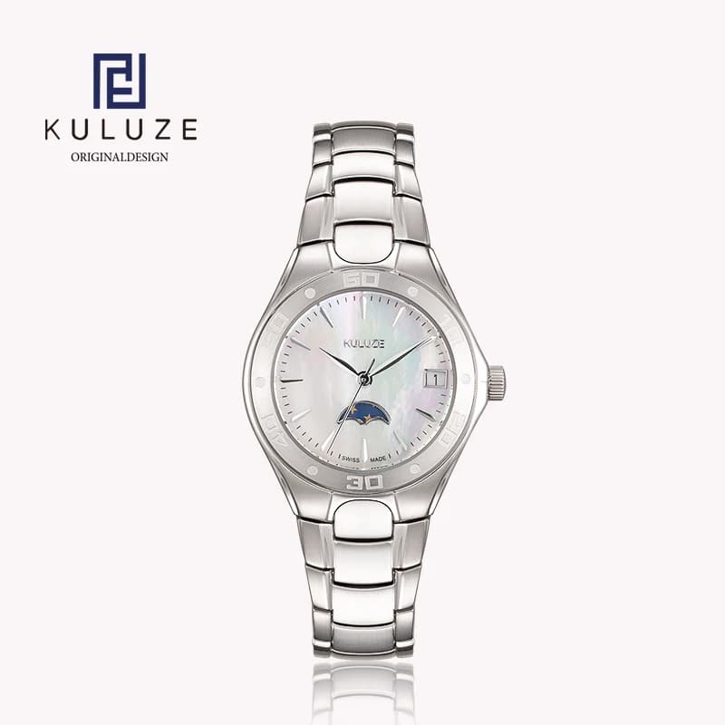 KULUZE Titanium Lady Watch Swiss Ronda 708 Quartz Movement Phase Moon Luxury Brand Fashion Women's Watch