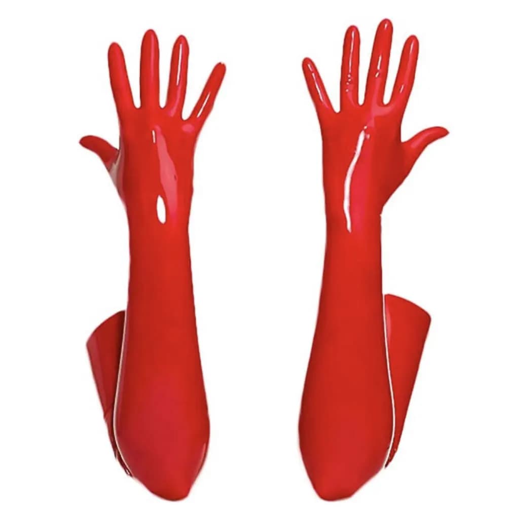 Guanti lunghi da donna Sexy in lattice lucido in ecopelle PU PVC dita piene guanto a gomito Hip-pop Jazz Outfit guanti accessorio Cosplay F2