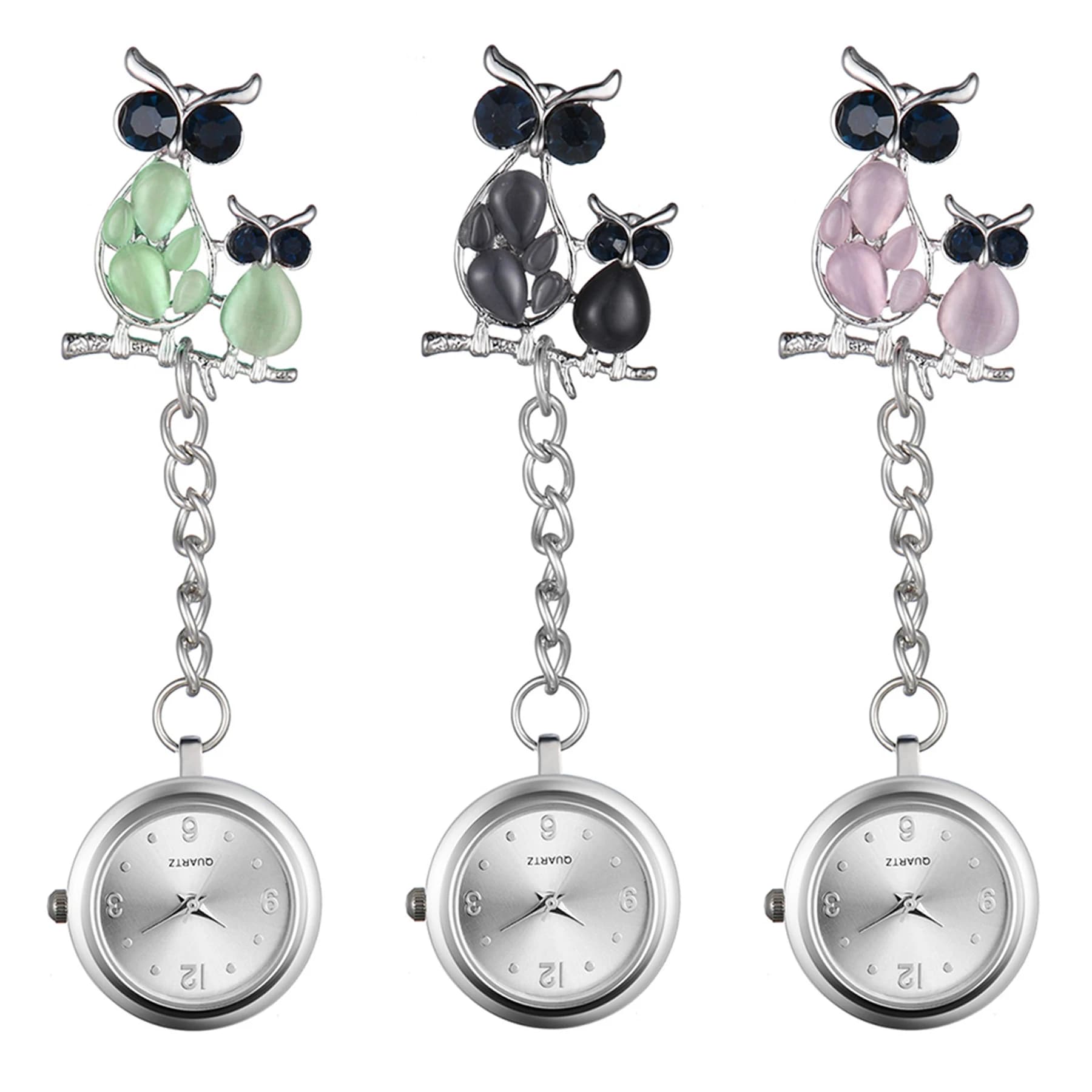 LANCARDO 2021 nuovo delicato gufo spilla infermiera orologio donna donna medico orologi da tasca orologi medici Color argento