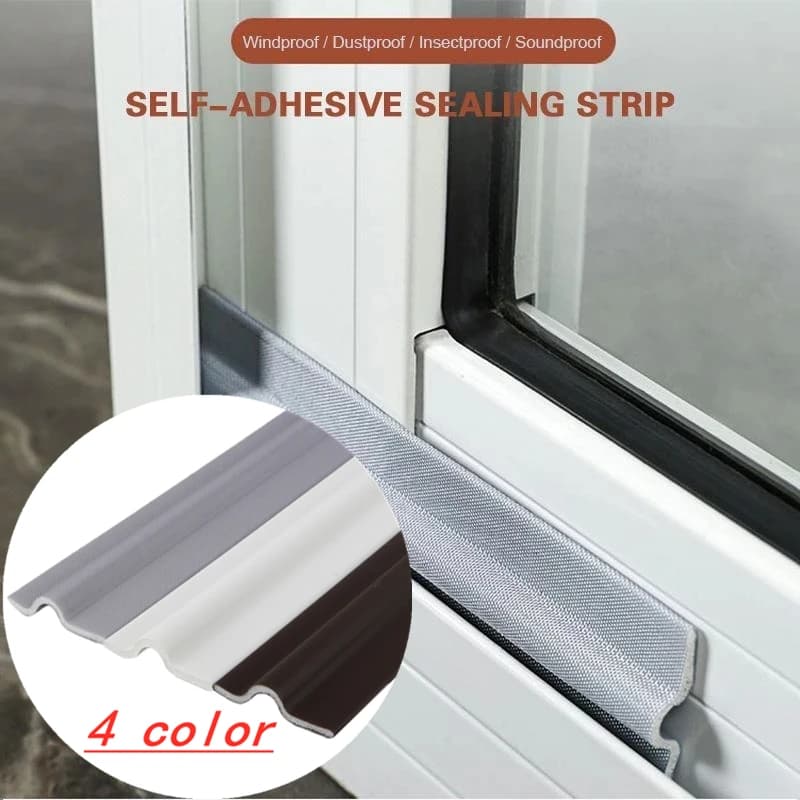 4M Wearable Door Window Sealing Strips Soundproof Pu foam Self Adhesive Tape Waterproof Dustproof Sealing Tape Weather Stripping