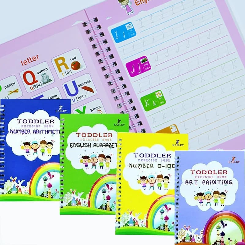 4 Books/Set English Reusable Copybook For Calligraphy Learn Alphabet Children Handwriting Practice Books Baby Libros Toy For Kid