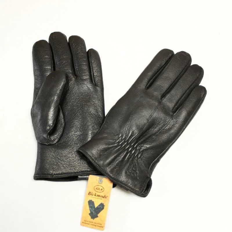 Men's Winter Warm Thickened Gloves Black Deerskin Leather Windproof Cold Proof Sheepskin Fur Lined for Outdoor Motorcycle Riding