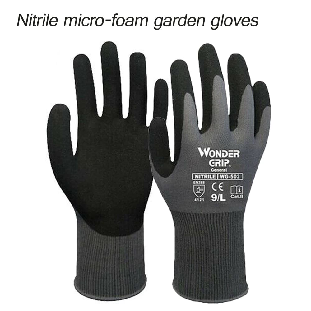 Wonder Grip 10 paia guanti da costruzione scocca in Nylon Nitrile nero guanti da lavoro rivestiti in sabbia traspirante resistenti all'usura
