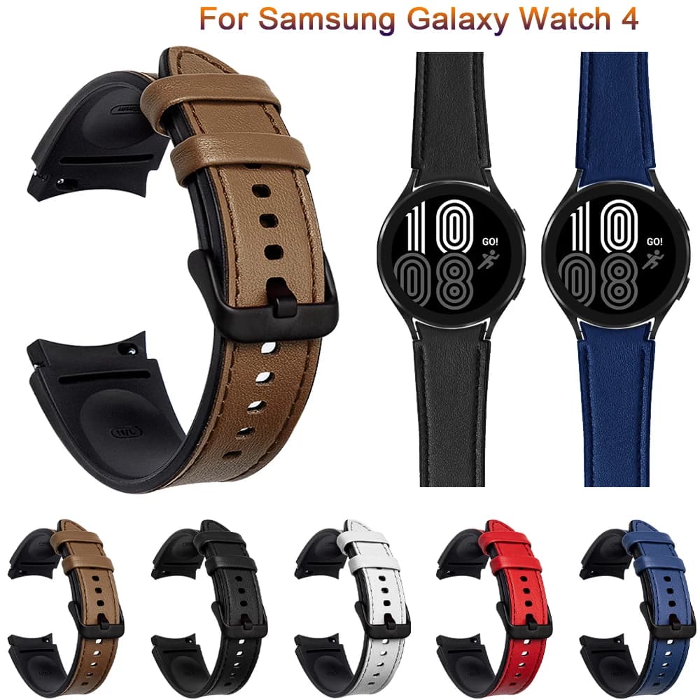 Cinturino ufficiale in Silicone + pelle per Samsung Galaxy Watch 4 Classic 46mm 42mm/Watch4 44mm 40mm cinturino con fibbia in metallo cintura