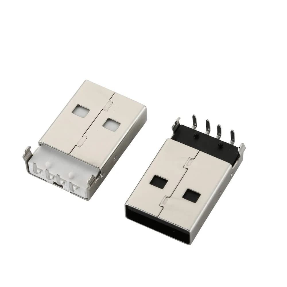10/100PCS USB 2.0 Jack Type Spine Male Connector USB AM 4pin Washer 1.2 DIP Welding Cable