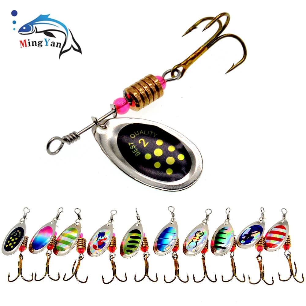 10 colori Peche Spinner esche da Pesca Wobblers CrankBaits Jig Shone cucchiaio da trota con paillettes in metallo con ganci per Pesca alla carpa Pesca