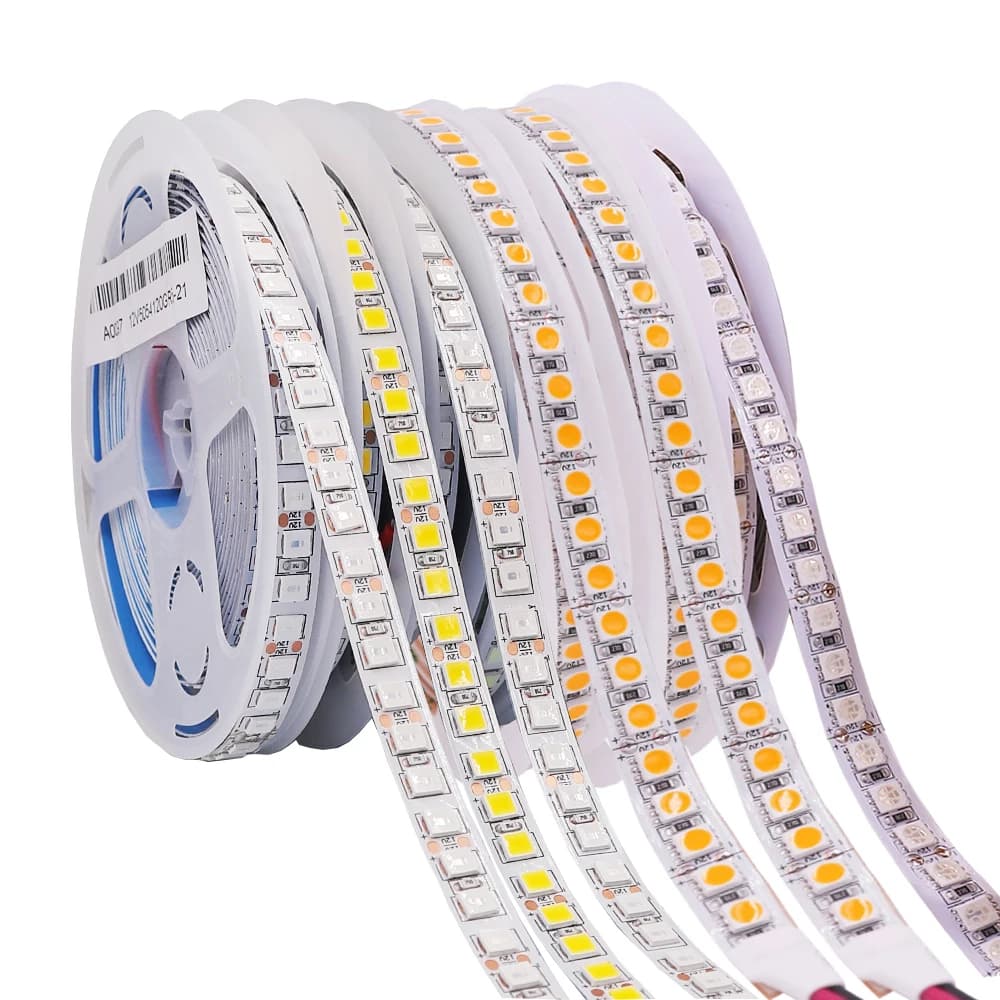 Striscia LED 5M SMD 5050 5054 Nastro LED Diodo a nastro impermeabile 12V 2835 Luci al neon flessibili 60/120 LED/m Luci LED per l'arredamento della stanza