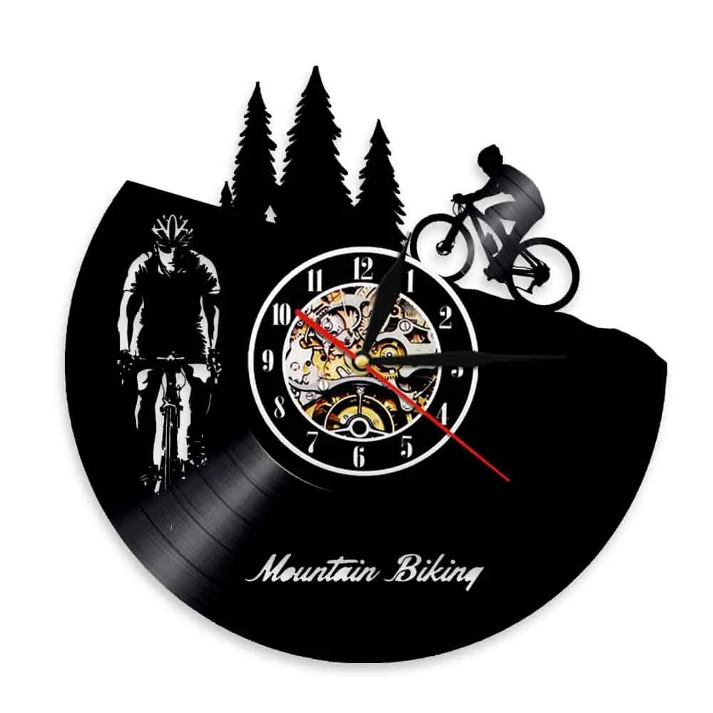 Mountain Bike Disco In Vinile Orologio Da Parete Freeride Biker Sport Orologio Da Parete Complementi Arredo Casa Orologio Da Parete di Arte Della Parete Della Bici Ciclismo Bikers Regalo