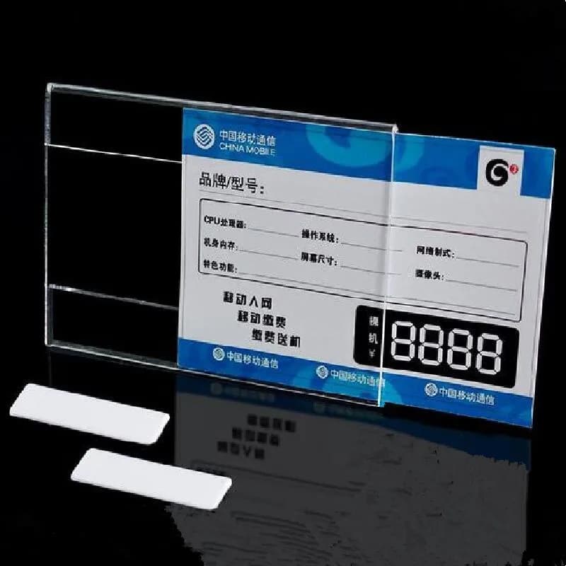 Cartello per cartellino del prezzo in plastica, display per cornice per etichette, carta adesiva da parete, porta biglietti da visita per promozione pubblicitaria, T1.3mm, 10 pezzi