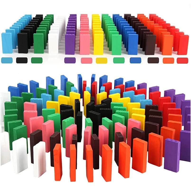 100/200/300/500 PCS Arcobaleno di Legno Domino Building Blocks Giocattoli Per I Bambini Domino Giochi Precoce Educativo Giocattolo Luminoso Regali