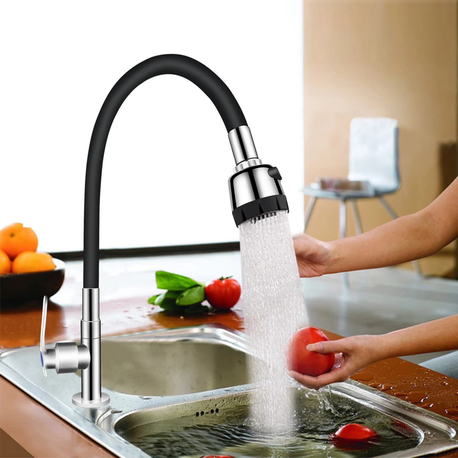 Rubinetto da cucina monocomando 360 rotante in ottone e materiale ceramico rubinetto per lavello da cucina rubinetto per spruzzatore a flusso per uso domestico