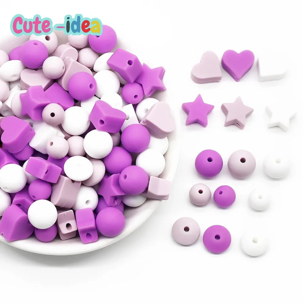 Cute-idea 50pc perline in Silicone lenticchie per bambini a forma di stella a forma di stella perline per dentizione set fai da te ciuccio per bambini accessori per giocattoli a catena
