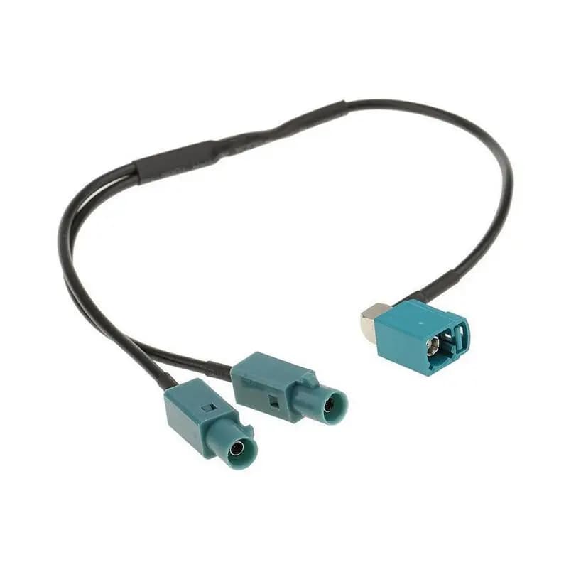 A Fakra female conversion cable to two Fakra male connector adapter antenna universal radio amplifier