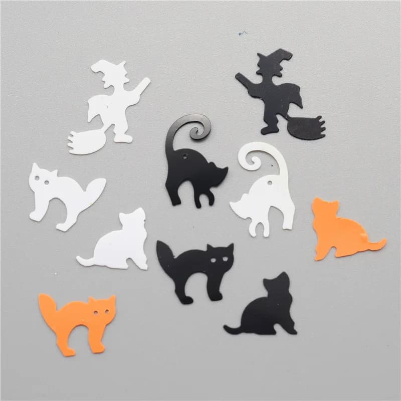 1000 Pezzi/Lotto 100G13*20mm Paillettes Nere/Bianche a Forma di Gatto per Halloween, Belle Decorazioni per Cucito/Fettuccia, Accessori Fai-da-Te per Bambini