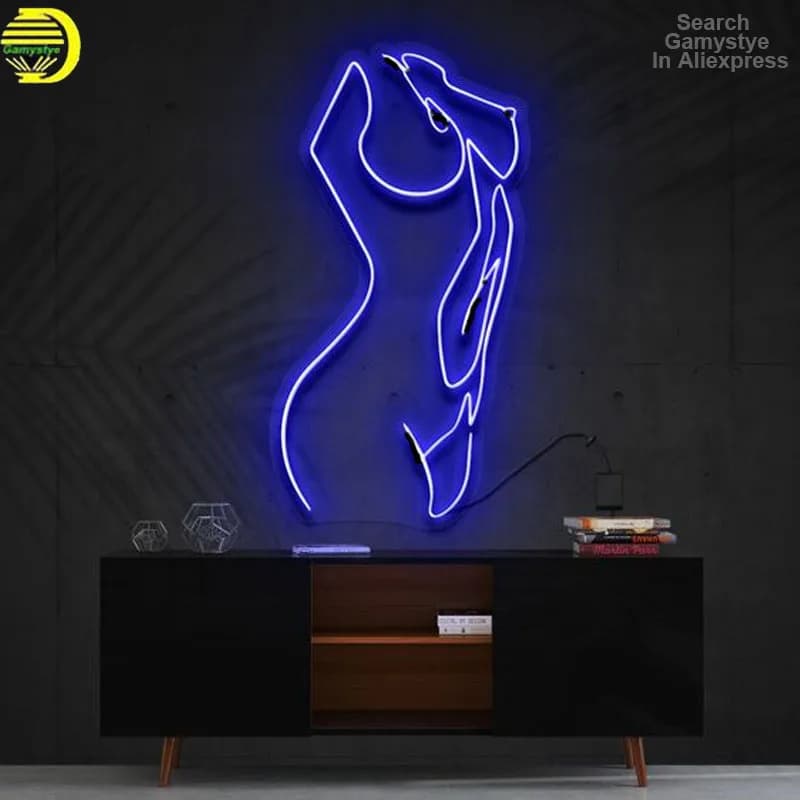 Insegna al neon per il corpo della ragazza Luce al neon sexy Birra Bar Decorazione della sala da ballo Hotel Vetro artigianale Arcade Lampada al neon Arredamento estetico della stanza