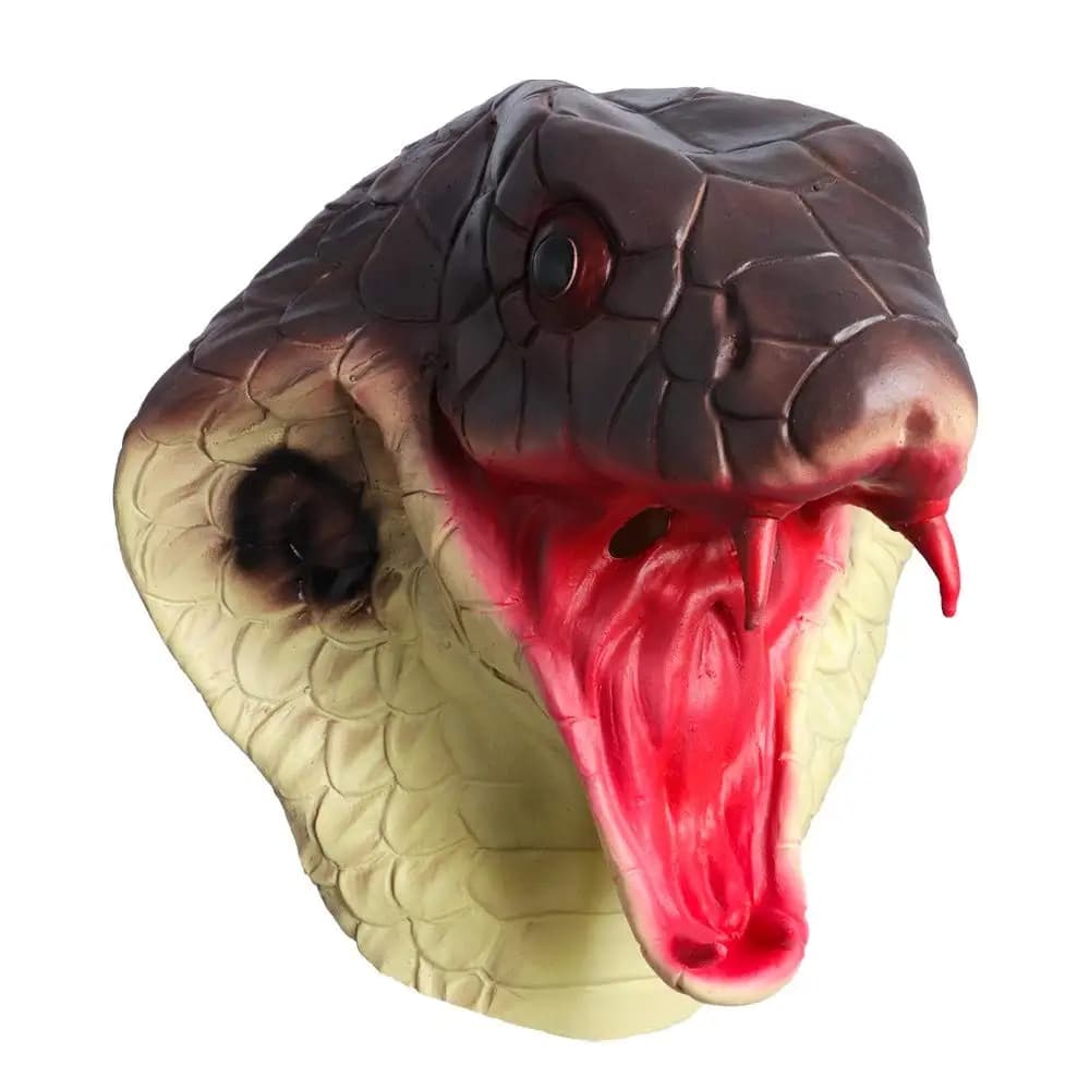 Maschera per la testa di cobra Maschera realistica per il serpente animale in lattice raccapricciante di Halloween per la festa di carnevale cosplay