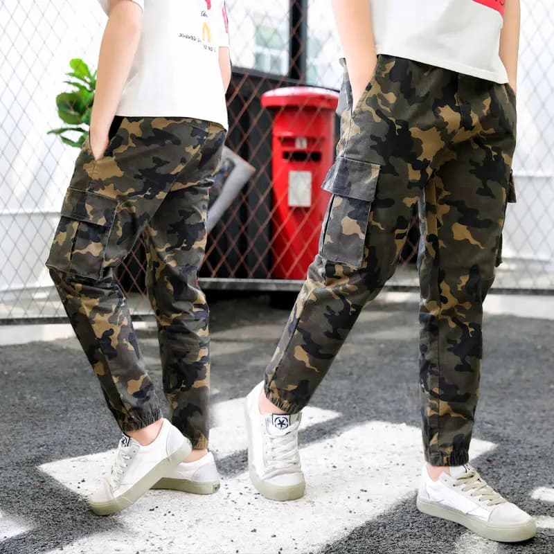 DIIMUU bambini ragazzi Camo pantaloni Cargo abbigliamento Casual pantaloni esercito militare combattimento Camouflage Jeans Jogger pantaloni della tuta Bottoms