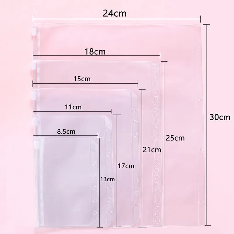 2 pezzi accessori per Notebook borsa con cerniera classificazione a fogli mobili adesivo trasparente borsa di stoccaggio cartella tascabile borsa per File a fogli mobili