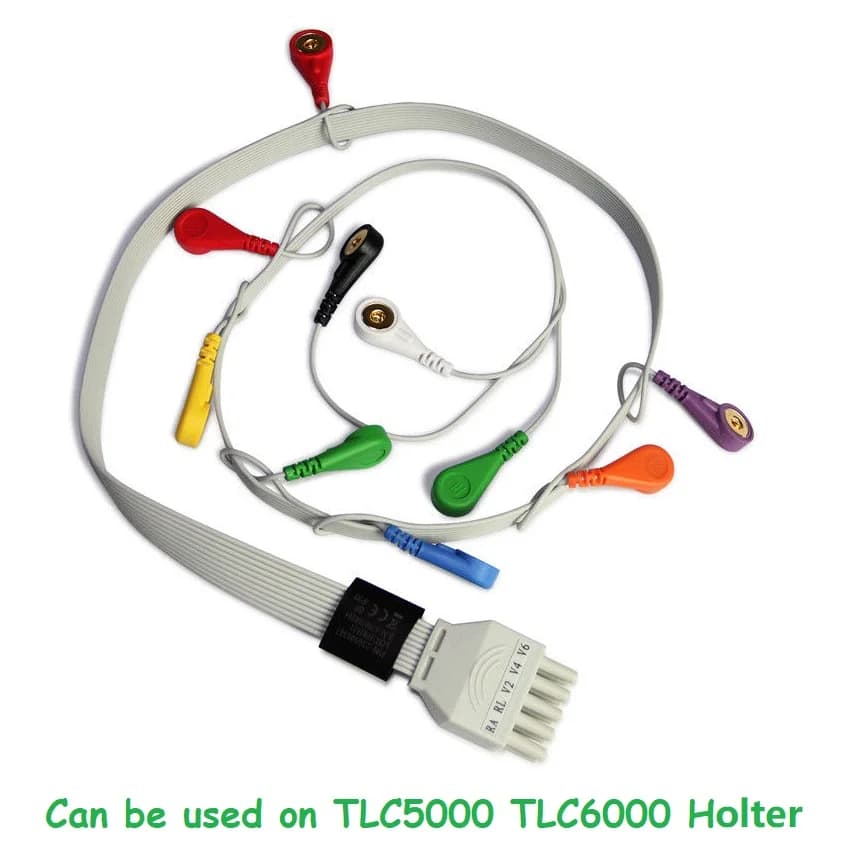 Cavo ECG a 10 conduttori per CONTEC TLC5000 sistema di registrazione di monitoraggio Holter ECG a 12 canali