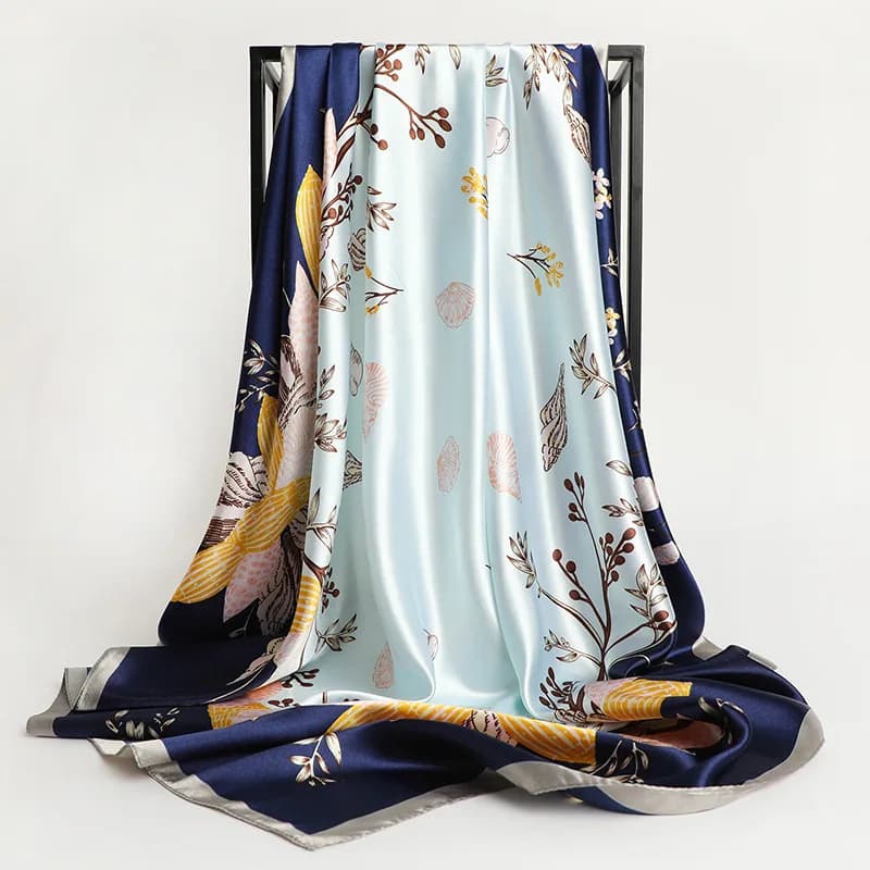 Sciarpa di seta quadrata 90*90cm stilista donna bellissimi fiori Foulard scialle di raso morbido sciarpe a fazzoletto collo Foulard