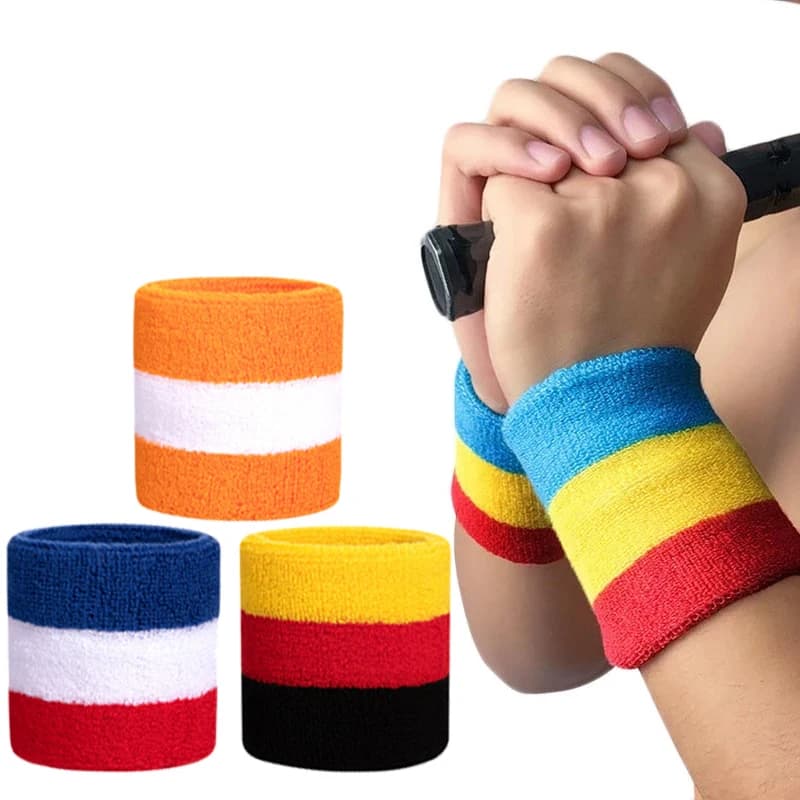 1 pezzo braccialetto sportivo da basket braccialetto asciugamano a righe cintura per il sudore tavola da badminton tennis polso cintura di supporto del tunnel carpale