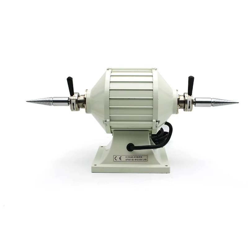 Dental polishing lathe cutting machine with dental tooth prostheses with polishing wheels