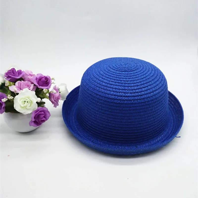 Genitore-figlio adulto/bambino maglia di paglia intrecciata cupola arricciata cappellino da sole uomo donna estate spiaggia viaggio protezione solare cappello a bombetta U29